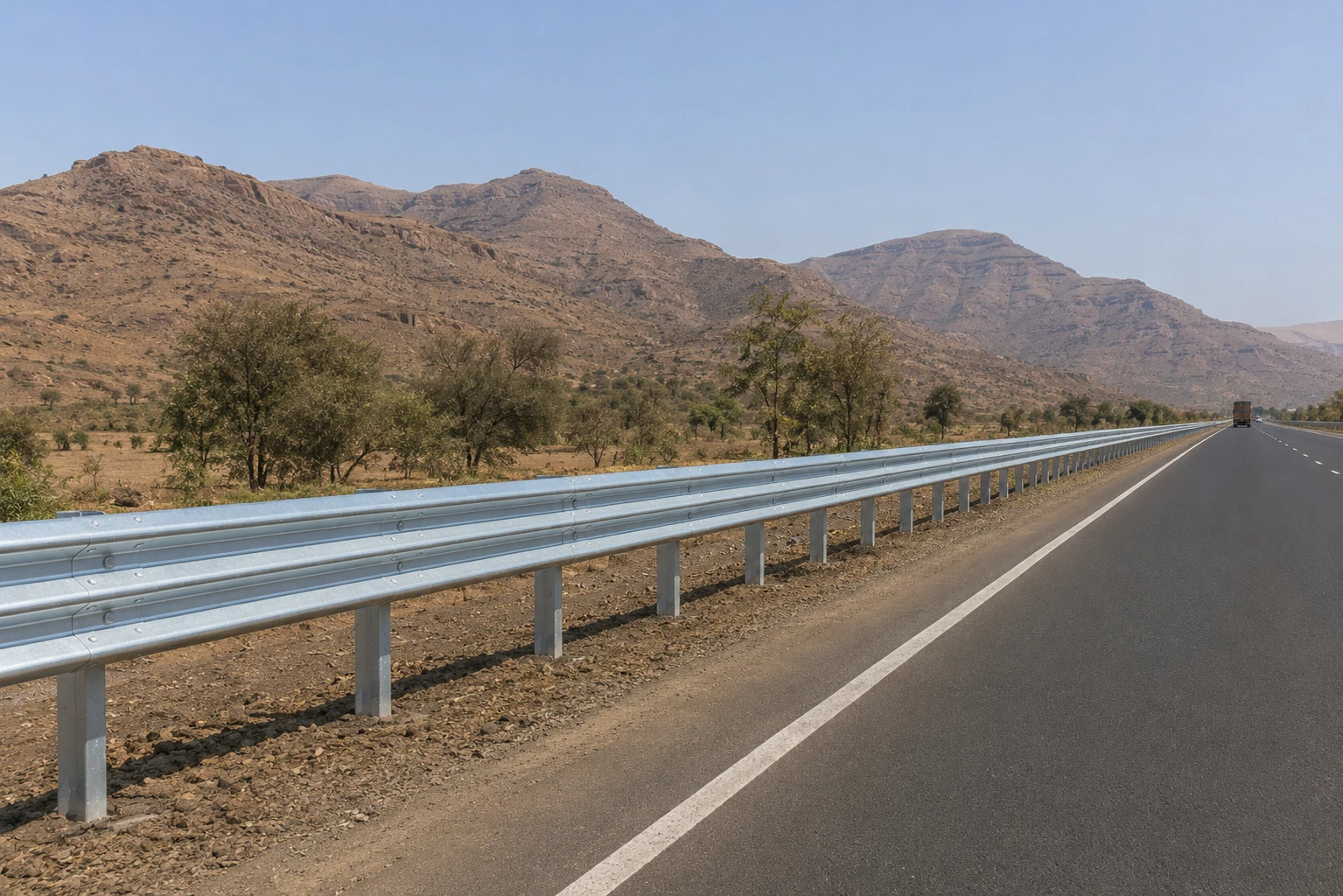 Crash tested metal beam barrier installation by PATH